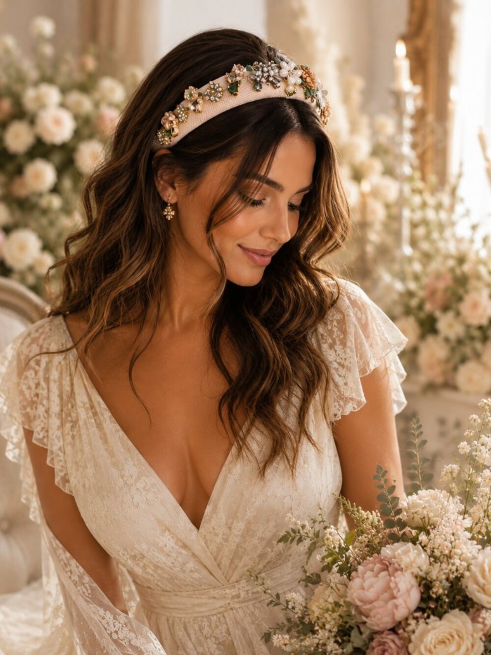 Handmade Beaded Crystal HEADBAND- One of kind, Sparkling, WEDDING Hair Accessory
